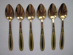 Комплект кофейных ложек 6 шт.,эмаль,золочение