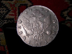 1 рубль 1749 г. СПБ. в СОХРАНЕ