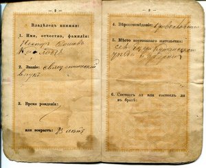 1898 паспорт на Кагалидзе, ратника-ополченца