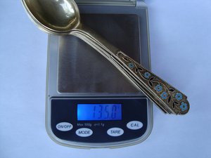 Комплект ложек серебро,эмаль,позолота