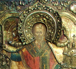 Икона Никола Можайский в серебряном окладе XVIII века.