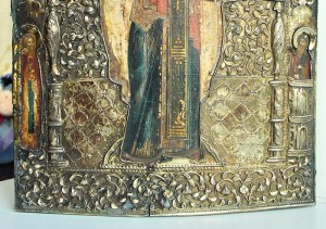 Икона Никола Можайский в серебряном окладе XVIII века.