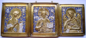 Складень. Деисус. 160 х 390 мм. 2 эмали.