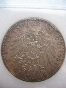 5 марок 1903г.А  Пруссия Вильгельм II в слабе NGC MS 60