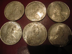Рубли Екатерины II 1778,1782,1787,1789 2 шт, 1793 в сохране