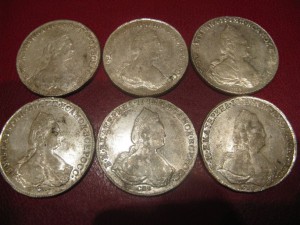 Рубли Екатерины II 1778,1782,1787,1789 2 шт, 1793 в сохране