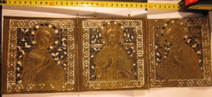 Икона "Чудо Георгия о змие", 15-нач.16 вв. Большая, 52 мм.