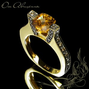 Кольцо «Тайская девственница» с цитрином и природными Бр 0,3