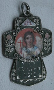 Крестик серебро живописная эмаль.