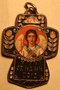Крестик серебро живописная эмаль.