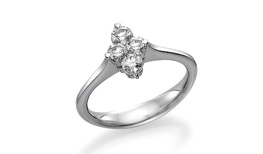 Кольцо  "Девичий крест" с 4-мя бр по 0,2 С = 0,8 C, Au 3,1 г