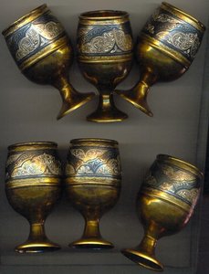 Кувшин, блюдо, стаканы 6 шт. (чернь, позолота)!!!