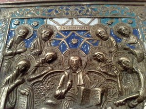 Спас на Троне Эмаль в Рамке