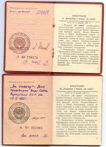 Отвага(53г.)+Отвага(66г.)+партизанский билет на одного