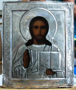 Икона Господь Вседержитель(серебряный оклад,киот)