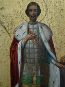 2-х стор. икона (53,5х40): А. Невский+апост. Павел и Петр.