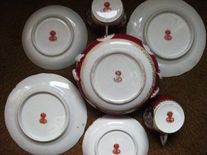 Гарднер.Красивая чайная пара+сахарница+2блюда+2тарел Роспись