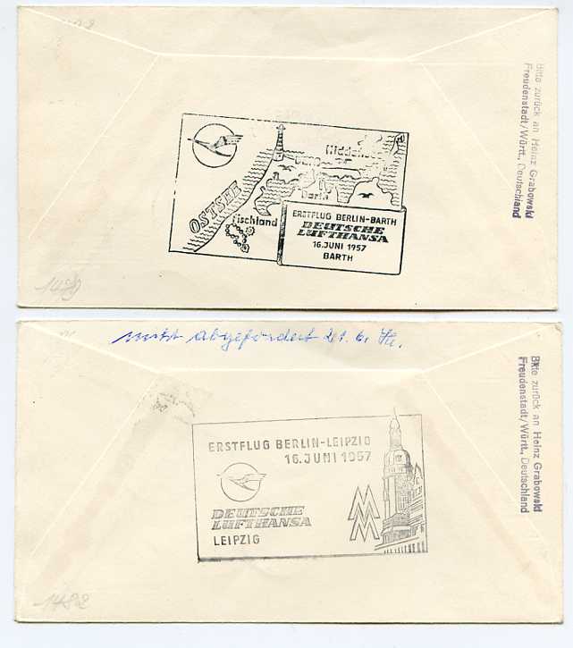 Конверты. Первые прямые сообщения. 1957. 1958.