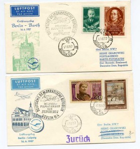 Конверты. Первые прямые сообщения. 1957. 1958.