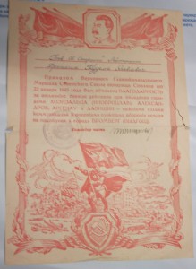Благодарности на ст.л-та Дрожжачих+Грамота к знаку ГТО(1936)