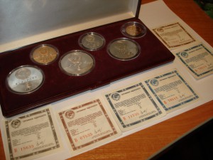 Набор монет 1989 г. 3,3,25,50,100,150 рублей