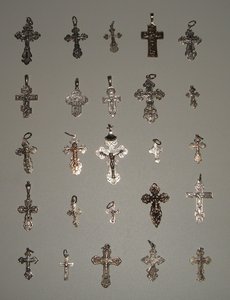 Коллекция крестиков, серебро 458 штук