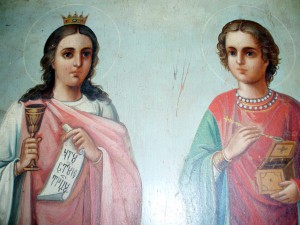 Икона "Святая Великомученница Варвара и Святой Великомученни