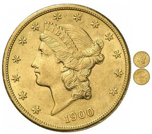 20 долларов 1900г золото