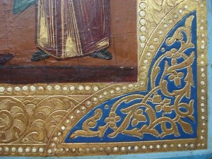 Столбы на золоте. Лаврентий, Ангел Хранитель и Мария.