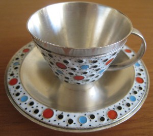 Кофейная пара серебро 916 эмаль