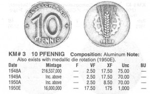 10 пфенингов 1950 г E
