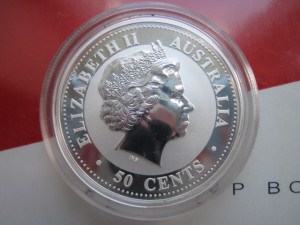 50 CENTS ELIZABETH II AUSTRALIA (999 серебро) в капсуле