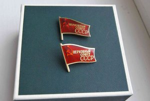 два знака депутата ВС СССР, винт и заколка