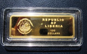 Republic of Liberia 100 dollars Gold 10g 999.9