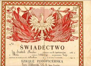 Свидетельство об окончании военного училища 1930г. Вильно.