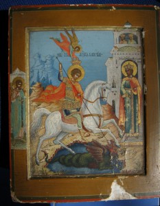 Святой Георгий,миниатюра(18х14),обалденная Мстёра,кон.19в.
