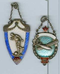 Жетоны 1931г (серебро,планеризм+футбол)