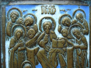 Спас на троне. Две эмали.