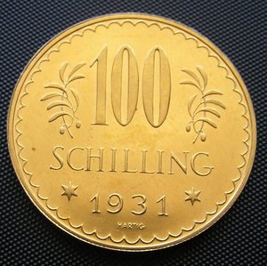 100 шиллингов 1931г. золото UNC