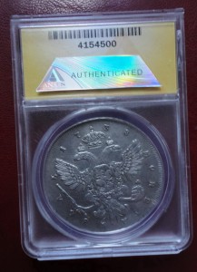 1 рубль 1738г. СПБ EF40 в слабе ANACS