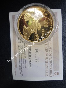 Испанская золотая монета 400€, с сертификатом