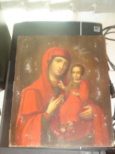 Икона "Богородица Иверская" 84, аналой,финифть, позолота.