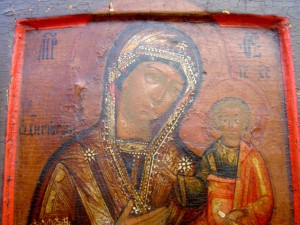 КОВЧЕЖНАЯ ОДИГИТРИЯ В КОВАНОМ СЕРЕБРЯНОМ ОКЛАДЕ БЕЗ РЕСТАВРА