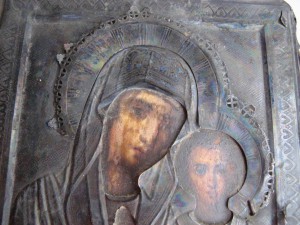 Икона в сер. окладе. 84*