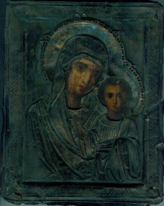 Икона в сер. окладе. 84*