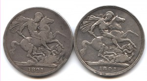 Англия кроны 1821 и 1891 годы