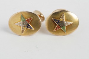 Золотые эмалевые масонские запонки с символикой