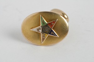 Золотые эмалевые масонские запонки с символикой