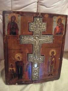 Икона с литым крестом