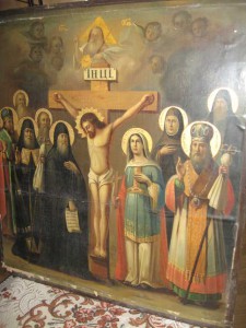 Икона (Распятие Христово с предстоящими святыми)